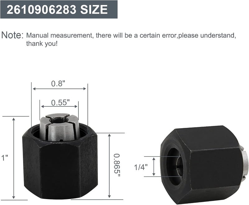 Thaekuns 2pcs 2610906283 1/4" Router Collet for Bosch 1613,1617, 1618,1619 Series Routers - Image 2